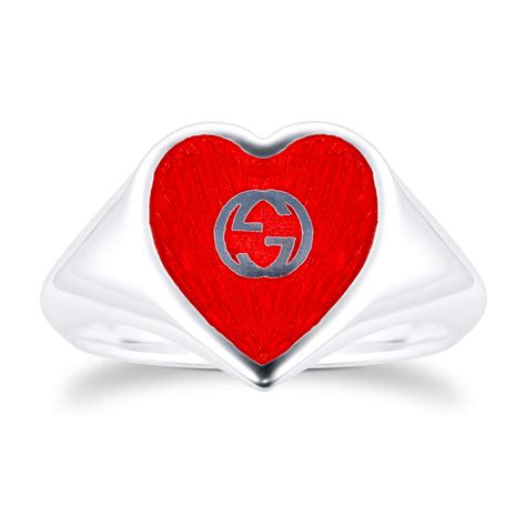 gucci sterling silver g logo ring|gucci trademark silver heart ring.